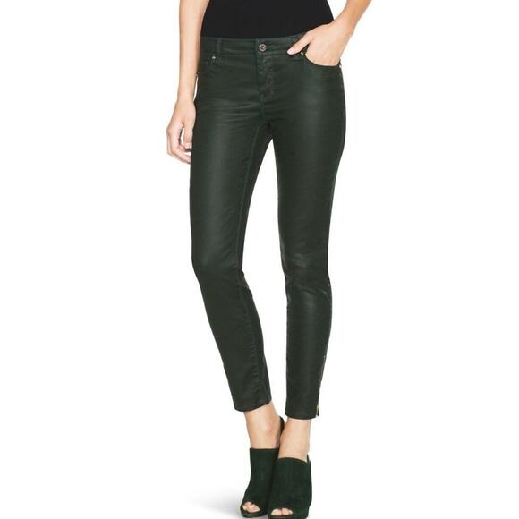 WHBM COATED SKIMMER Mid Rise Ankle Stretch JEANS Teal Green SIZE 4‎ - Picture 1 of 7